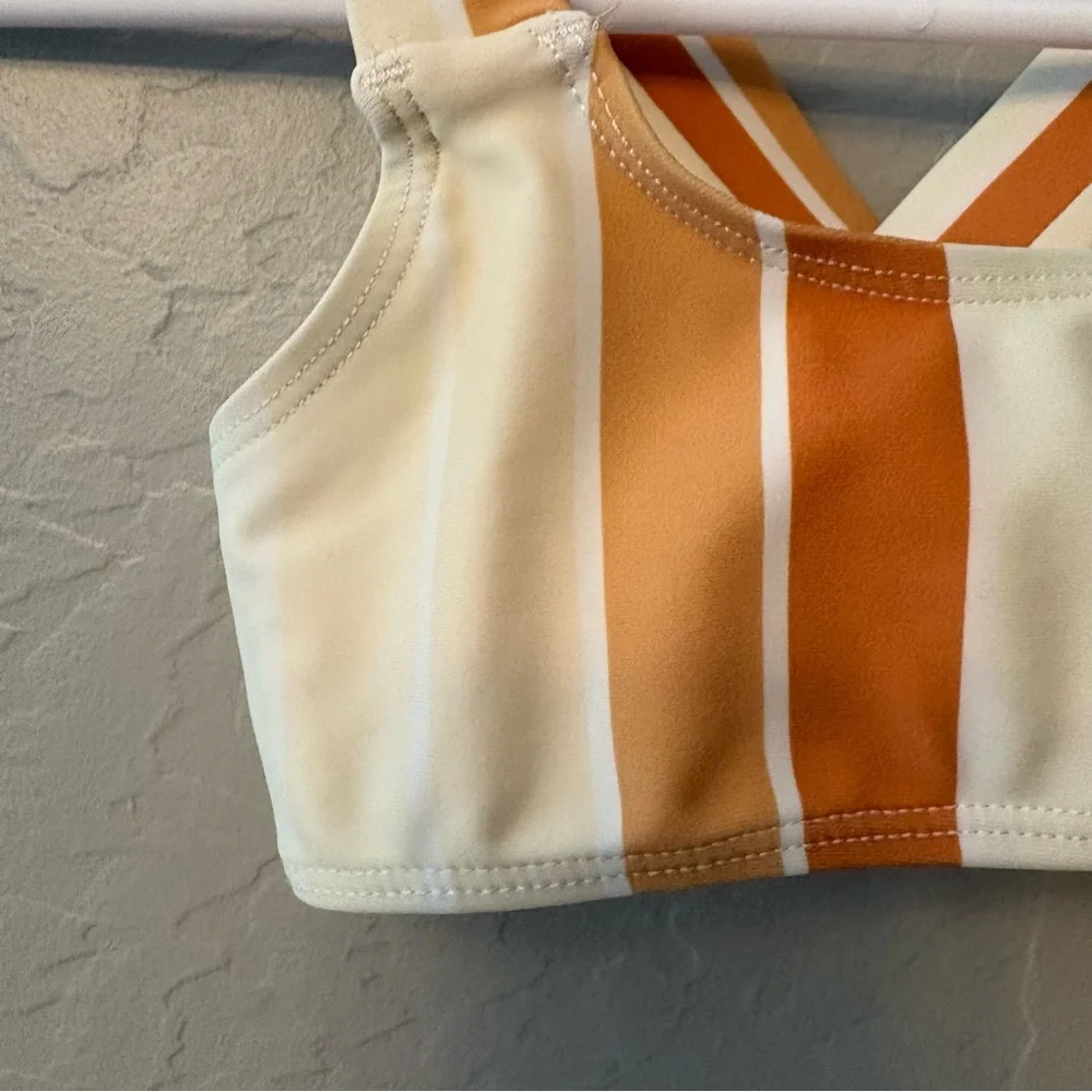 Roco Swim neutral striped cross back bikini two piece swimsuit size 12-18 months